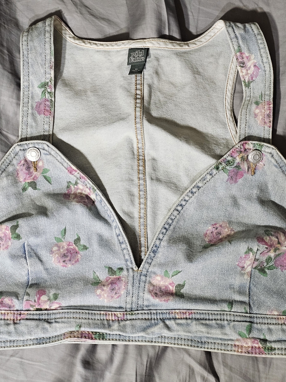 Wild Fable Women's Light Wash Floral Denim Vest  - Pink Floral